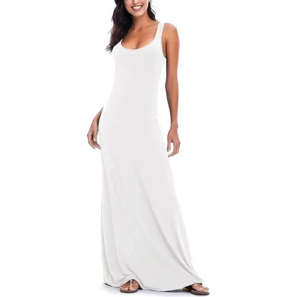 chinese dress ladies Tank Top Maxi Dress w/Side Slits Charcoal main image 1